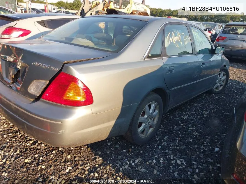 2000 Toyota Avalon Xls VIN: 4T1BF28B4YU106816 Lot: 40251970