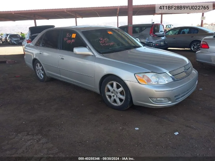 2000 Toyota Avalon Xls VIN: 4T1BF28B9YU022765 Lot: 40255346