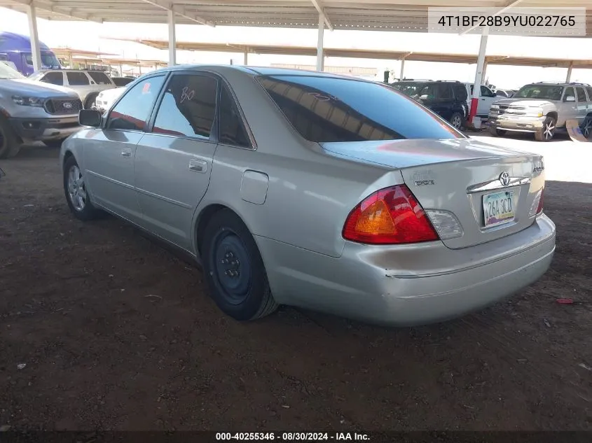 2000 Toyota Avalon Xls VIN: 4T1BF28B9YU022765 Lot: 40255346