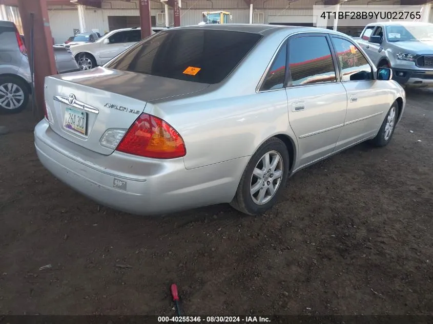 2000 Toyota Avalon Xls VIN: 4T1BF28B9YU022765 Lot: 40255346