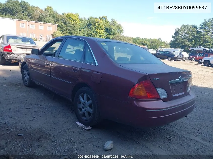 2000 Toyota Avalon Xls VIN: 4T1BF28B0YU099637 Lot: 40278649