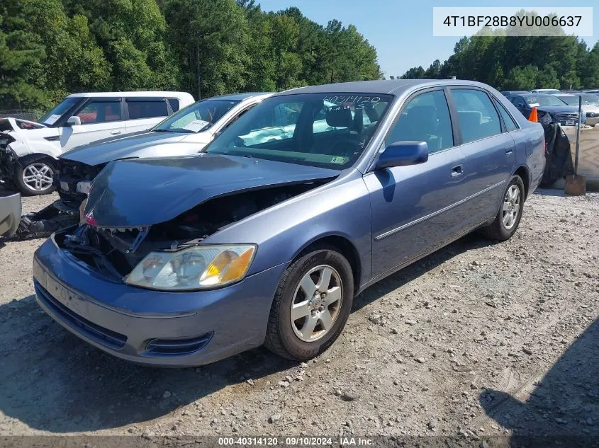 2000 Toyota Avalon Xl VIN: 4T1BF28B8YU006637 Lot: 40314120