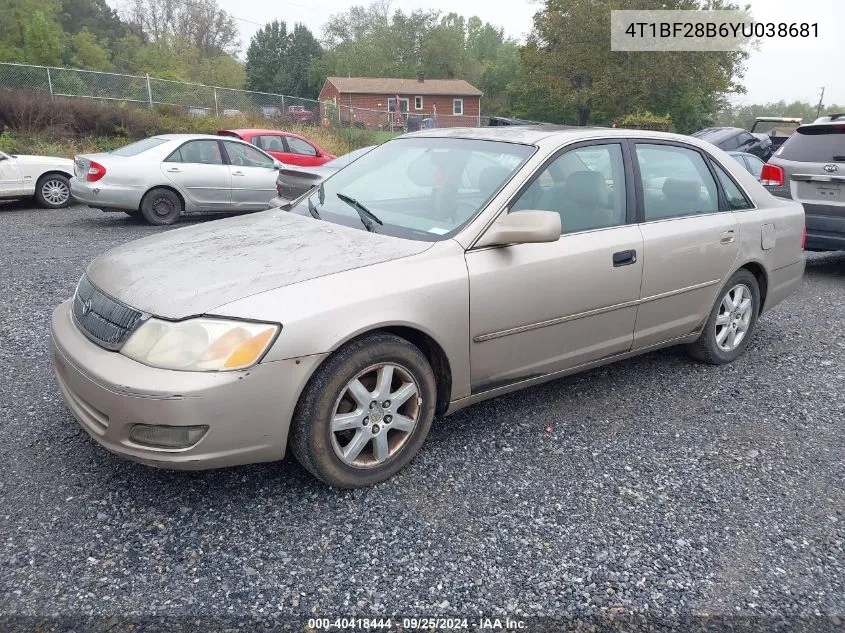 2000 Toyota Avalon Xls VIN: 4T1BF28B6YU038681 Lot: 40418444