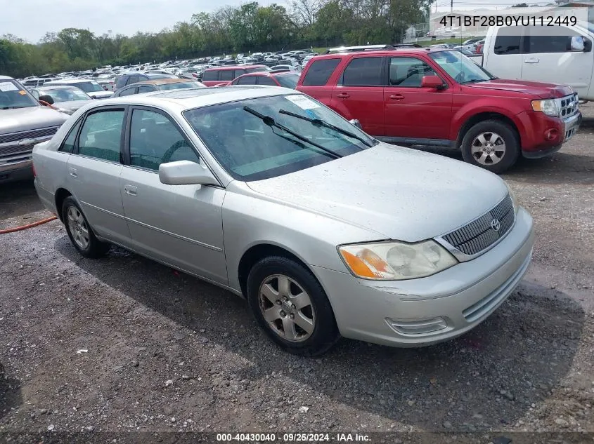 2000 Toyota Avalon Xl VIN: 4T1BF28B0YU112449 Lot: 40430040