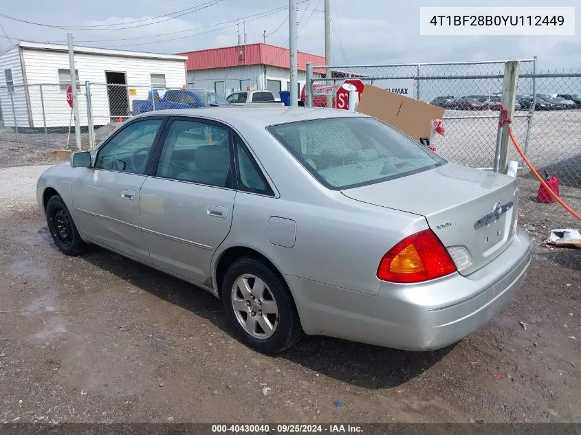 2000 Toyota Avalon Xl VIN: 4T1BF28B0YU112449 Lot: 40430040