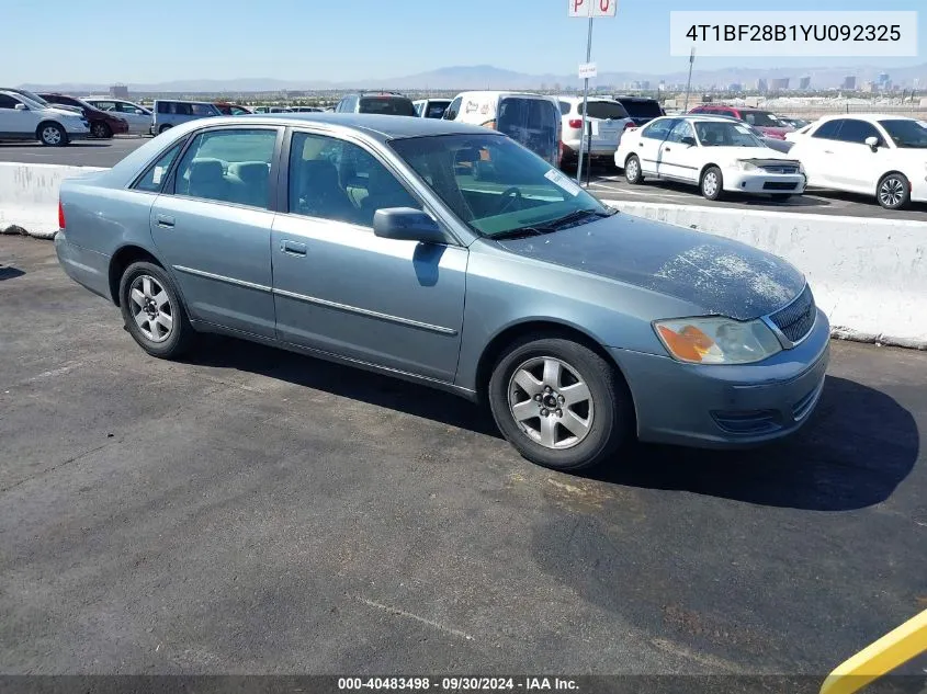 2000 Toyota Avalon Xl VIN: 4T1BF28B1YU092325 Lot: 40483498