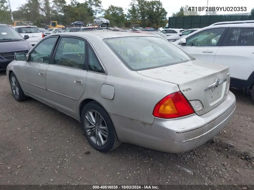 2000 Toyota Avalon Xls VIN: 4T1BF28B9YU020353 Lot: 40516038