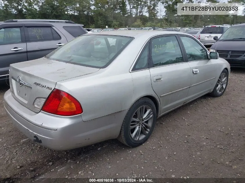 2000 Toyota Avalon Xls VIN: 4T1BF28B9YU020353 Lot: 40516038