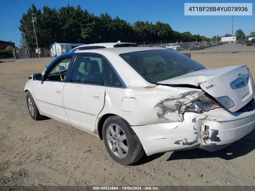 2000 Toyota Avalon Xls VIN: 4T1BF28B4YU078936 Lot: 40523664