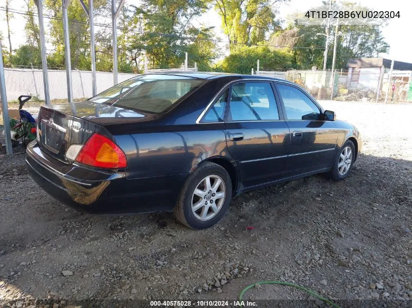 2000 Toyota Avalon Xls VIN: 4T1BF28B6YU022304 Lot: 40575028