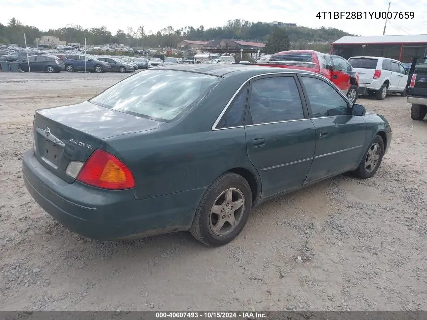 2000 Toyota Avalon Xl VIN: 4T1BF28B1YU007659 Lot: 40607493