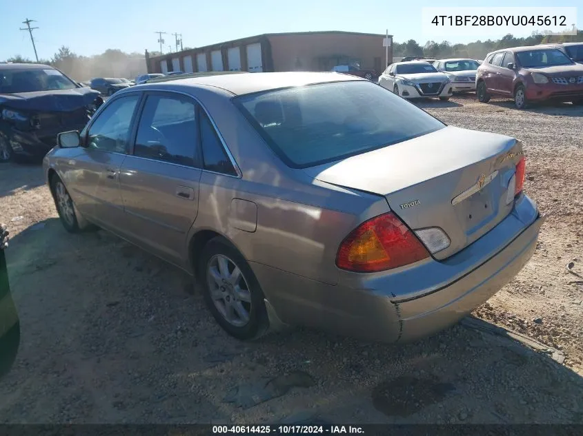 2000 Toyota Avalon Xls VIN: 4T1BF28B0YU045612 Lot: 40614425