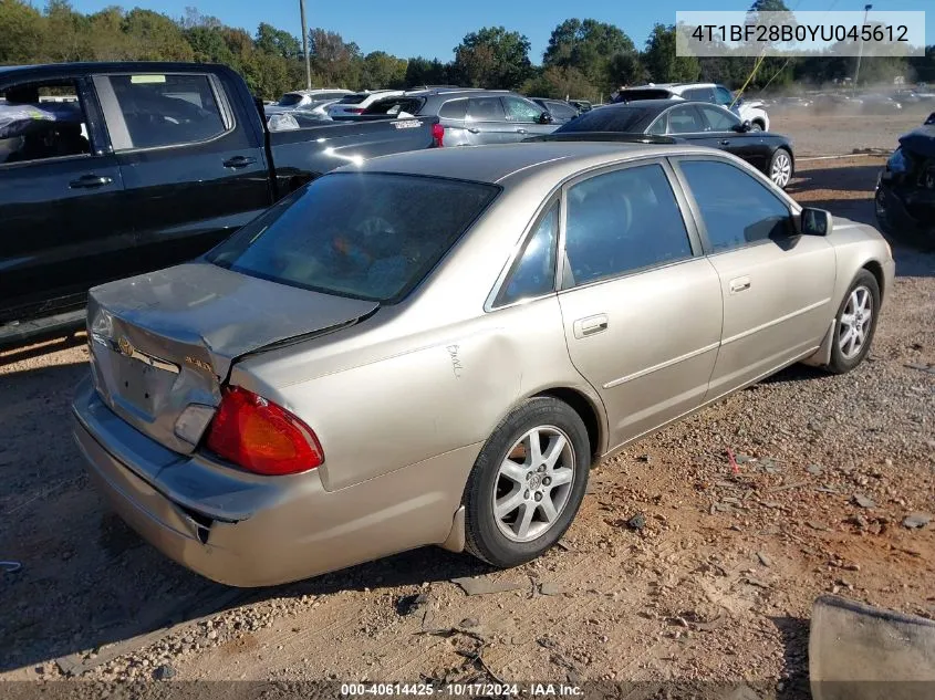 2000 Toyota Avalon Xls VIN: 4T1BF28B0YU045612 Lot: 40614425