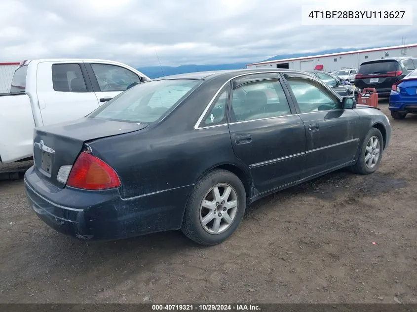 2000 Toyota Avalon Xl/Xls VIN: 4T1BF28B3YU113627 Lot: 40719321