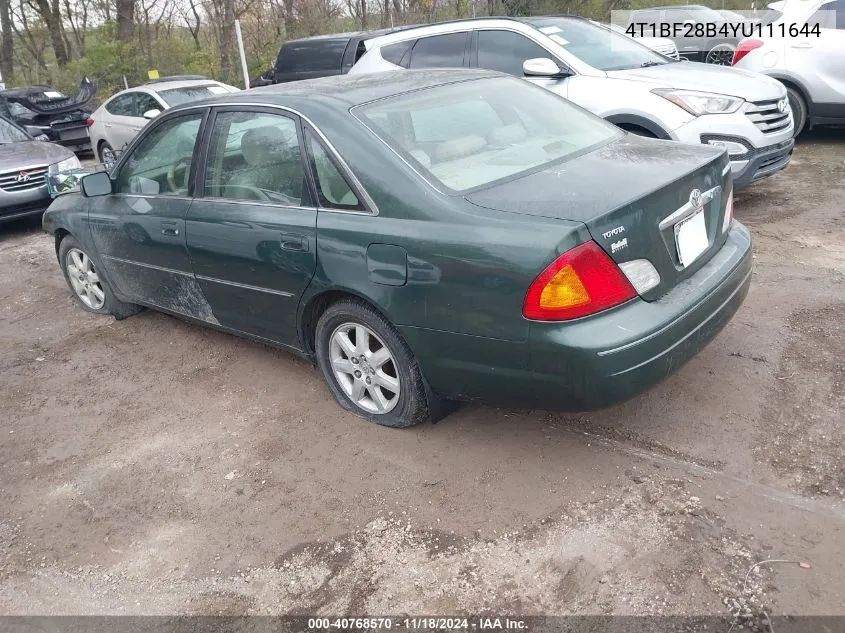 2000 Toyota Avalon Xl/Xls VIN: 4T1BF28B4YU111644 Lot: 40768570