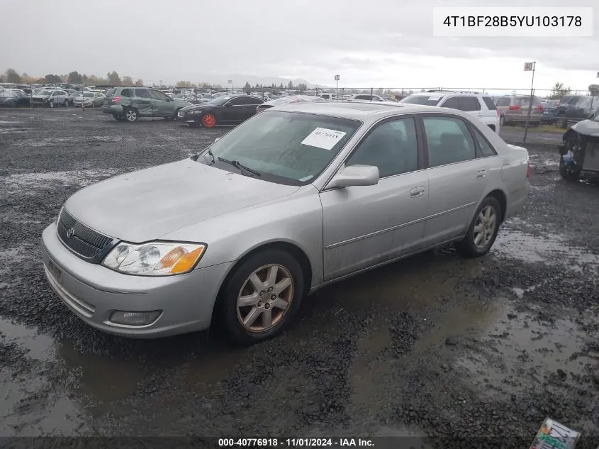 2000 Toyota Avalon Xls VIN: 4T1BF28B5YU103178 Lot: 40776918