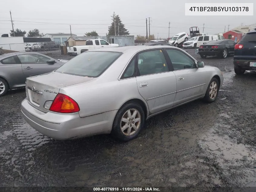 2000 Toyota Avalon Xls VIN: 4T1BF28B5YU103178 Lot: 40776918