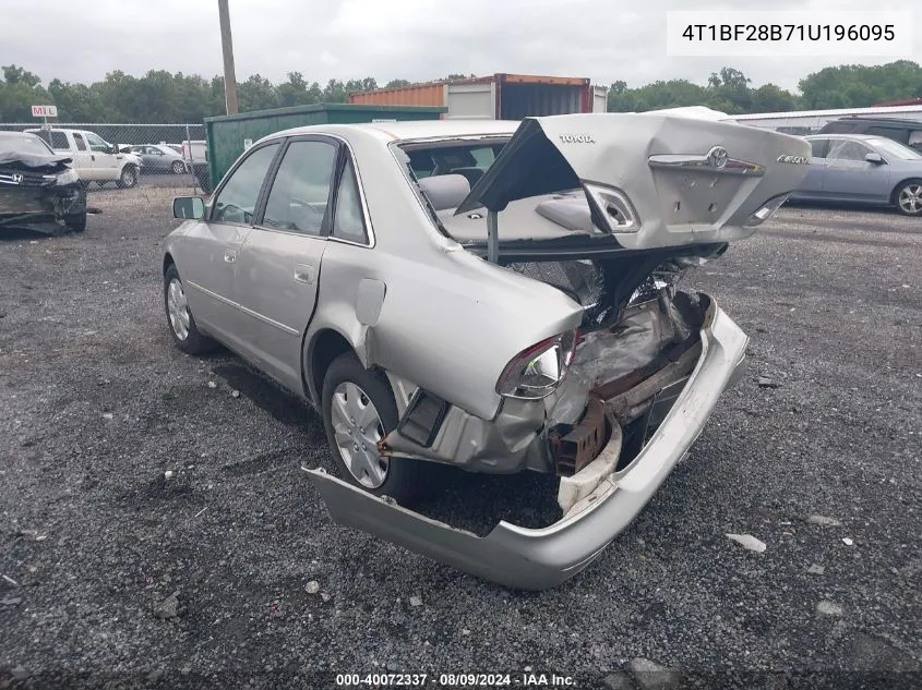 2001 Toyota Avalon Xl W/Bucket Seats/Xl W/Bench Seat/Xls W/Bucket Seats/Xls W/Bench Seat VIN: 4T1BF28B71U196095 Lot: 40072337