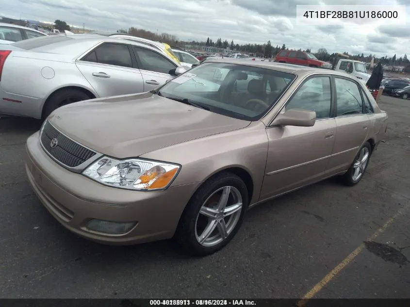 2001 Toyota Avalon Xls W/Bucket Seats VIN: 4T1BF28B81U186000 Lot: 40135911