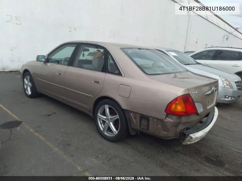 2001 Toyota Avalon Xls W/Bucket Seats VIN: 4T1BF28B81U186000 Lot: 40135911