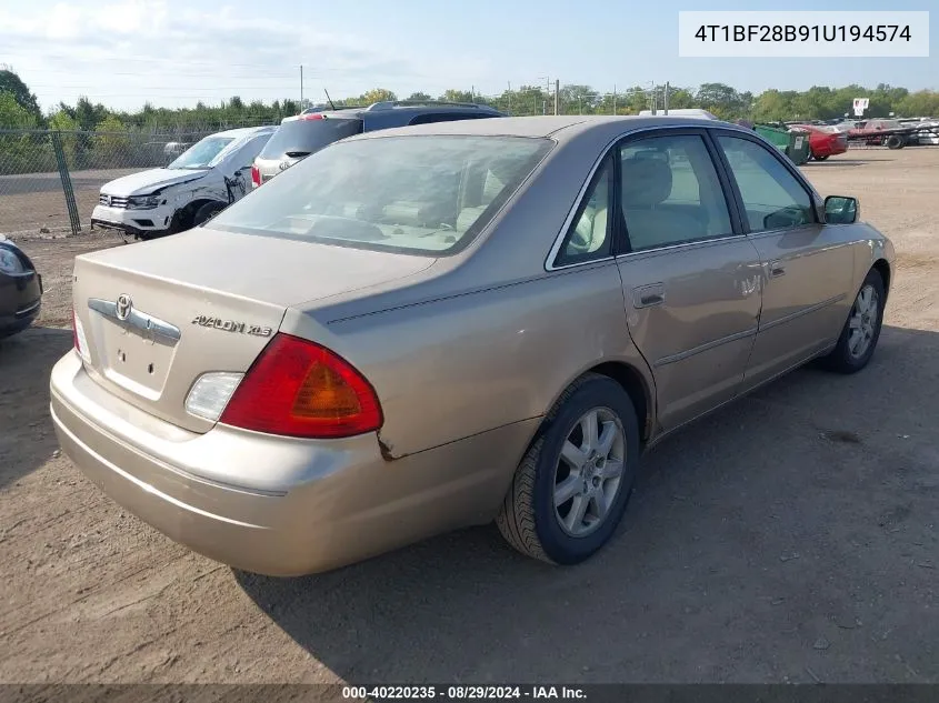 2001 Toyota Avalon Xls VIN: 4T1BF28B91U194574 Lot: 40220235