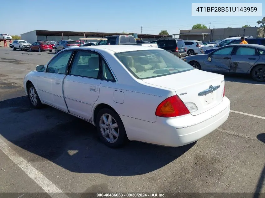 2001 Toyota Avalon Xls VIN: 4T1BF28B51U143959 Lot: 40486653