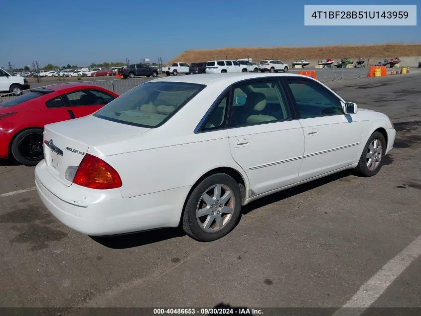 2001 Toyota Avalon Xls VIN: 4T1BF28B51U143959 Lot: 40486653