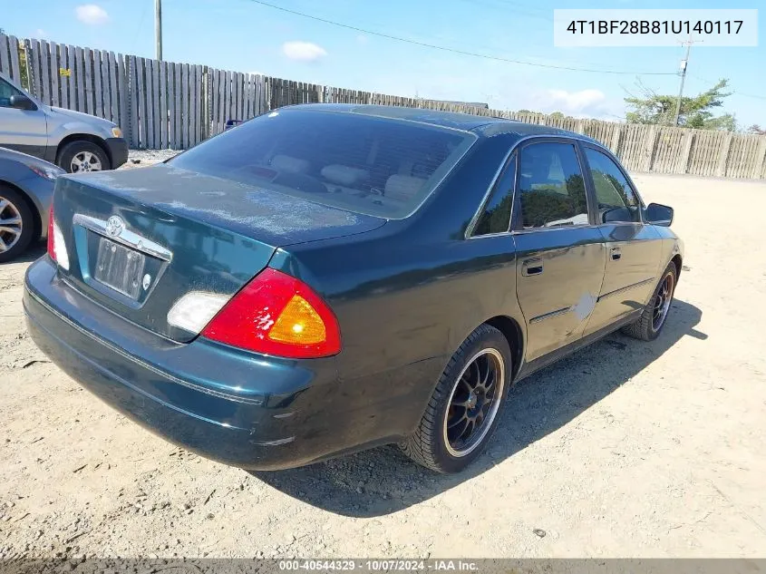 2001 Toyota Avalon Xl VIN: 4T1BF28B81U140117 Lot: 40544329