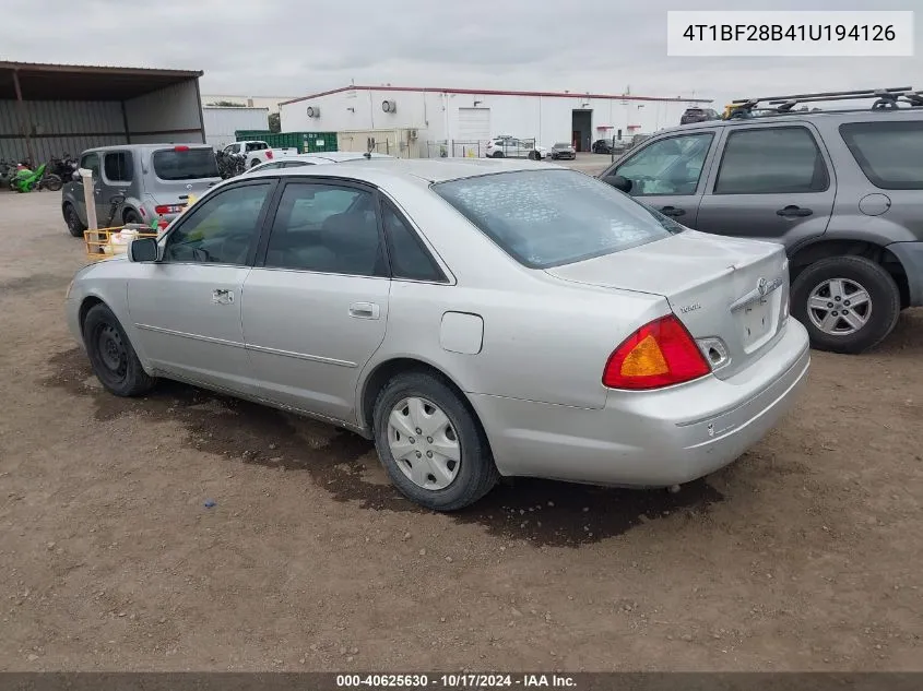 2001 Toyota Avalon Xl VIN: 4T1BF28B41U194126 Lot: 40625630