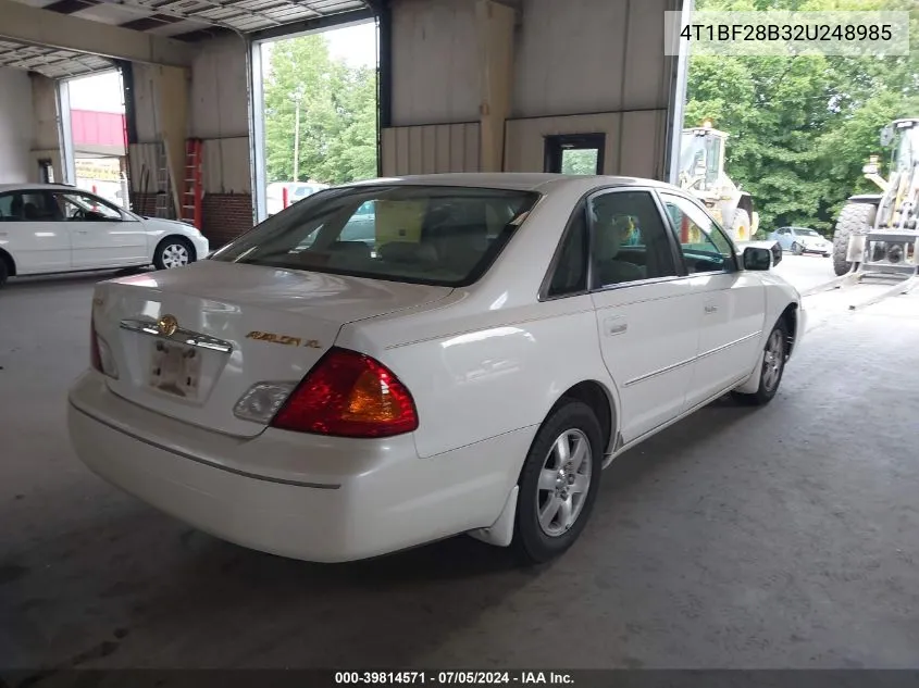 2002 Toyota Avalon Xl VIN: 4T1BF28B32U248985 Lot: 39814571