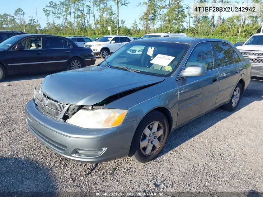 2002 Toyota Avalon Xl VIN: 4T1BF28BX2U242942 Lot: 40232128