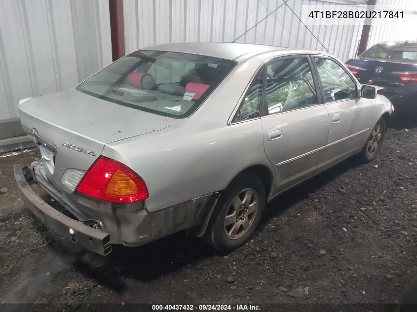 2002 Toyota Avalon Xl VIN: 4T1BF28B02U217841 Lot: 40437432