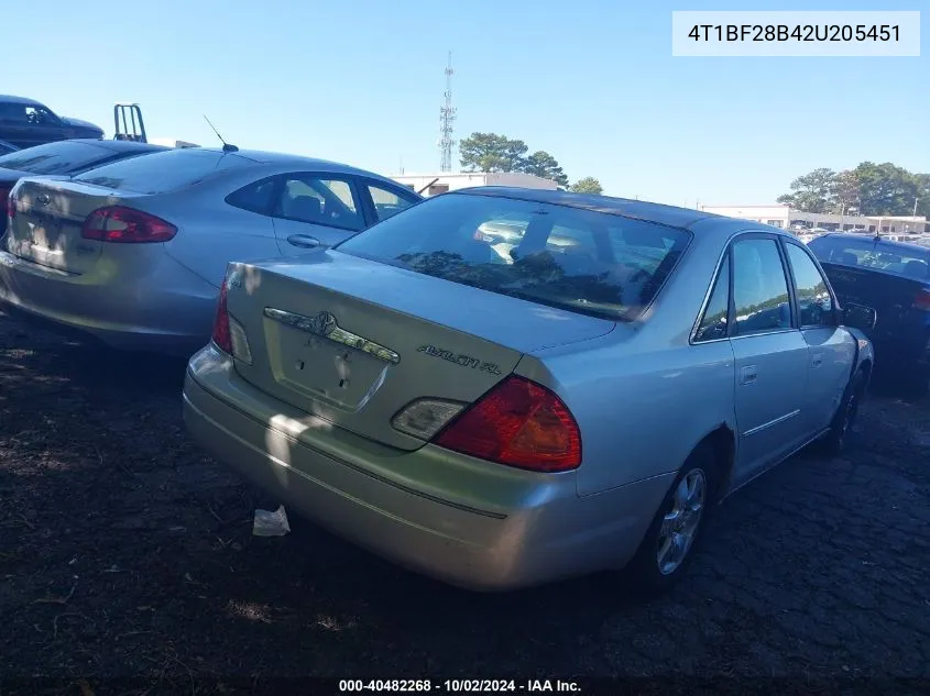 2002 Toyota Avalon Xl VIN: 4T1BF28B42U205451 Lot: 40482268