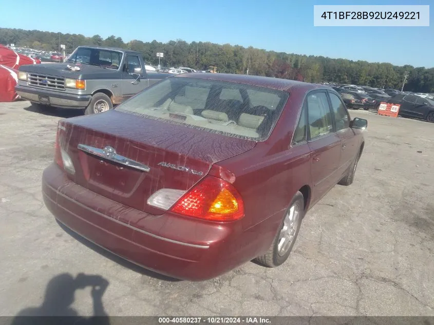 2002 Toyota Avalon Xls VIN: 4T1BF28B92U249221 Lot: 40580237