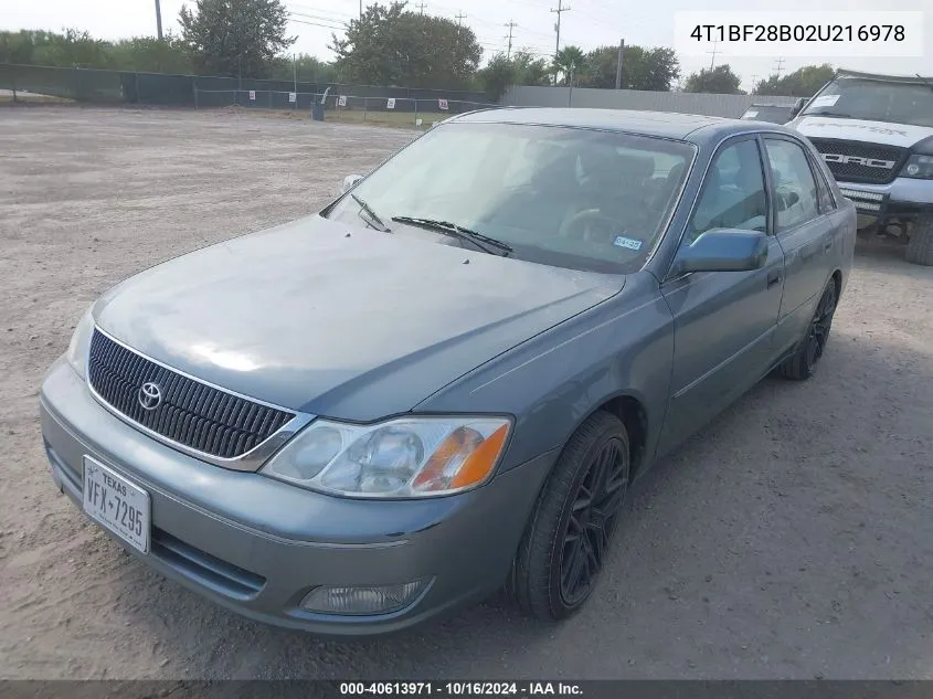 2002 Toyota Avalon Xls VIN: 4T1BF28B02U216978 Lot: 40613971