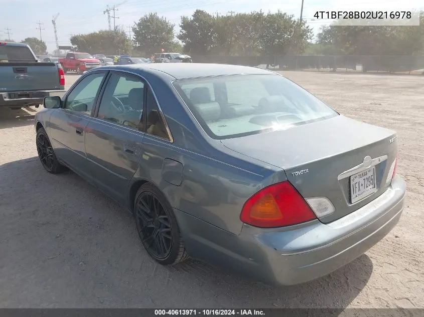 2002 Toyota Avalon Xls VIN: 4T1BF28B02U216978 Lot: 40613971