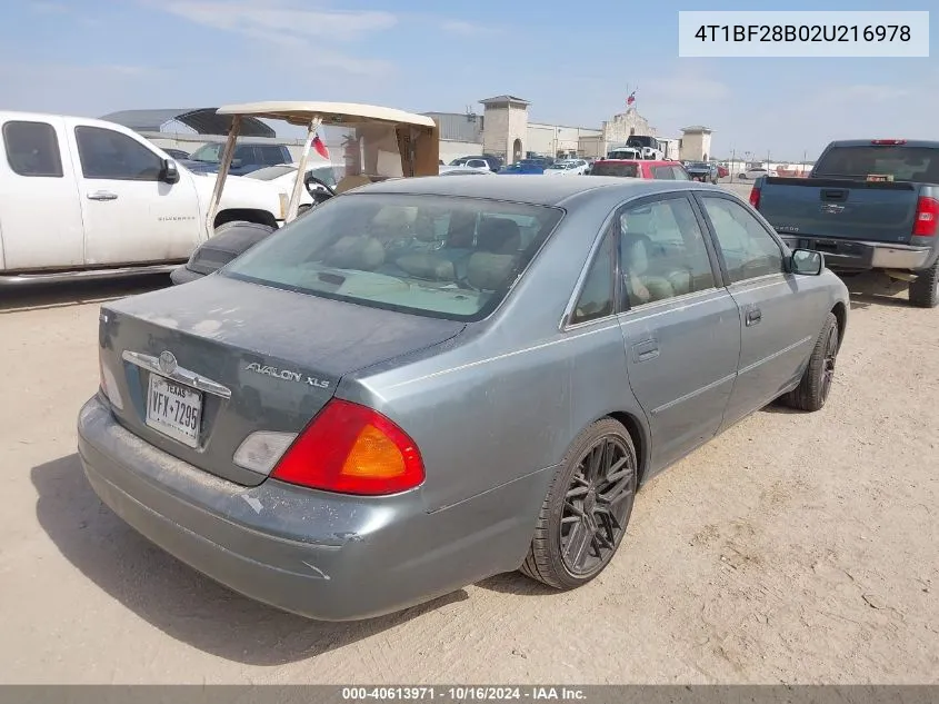 2002 Toyota Avalon Xls VIN: 4T1BF28B02U216978 Lot: 40613971