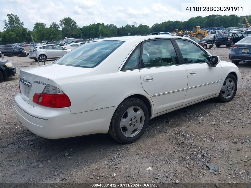 2003 Toyota Avalon Xls VIN: 4T1BF28B03U291911 Lot: 40001432