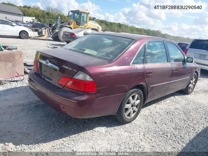 2003 Toyota Avalon Xl VIN: 4T1BF28B83U290540 Lot: 40387602