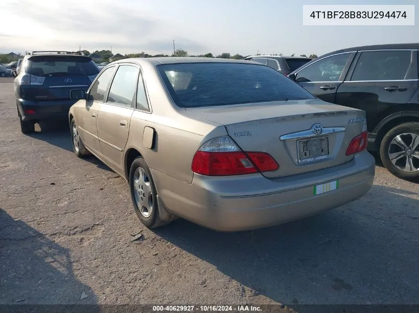 2003 Toyota Avalon Xls VIN: 4T1BF28B83U294474 Lot: 40629927