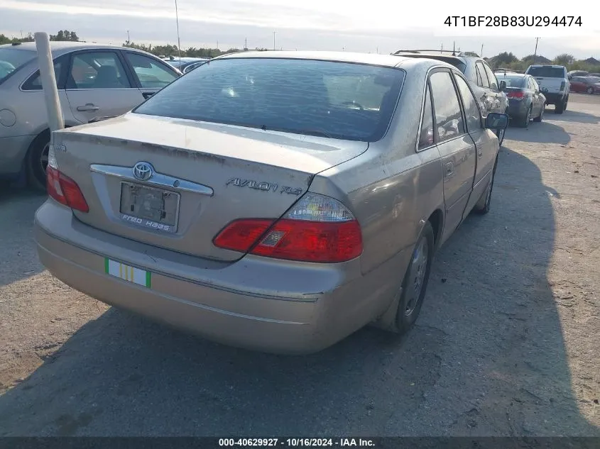 2003 Toyota Avalon Xls VIN: 4T1BF28B83U294474 Lot: 40629927