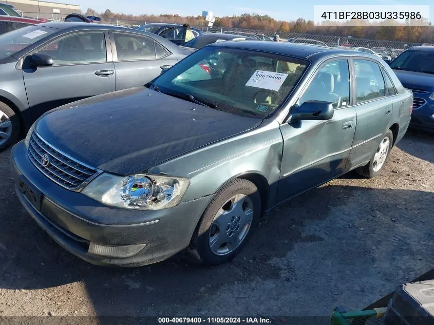 2003 Toyota Avalon Xls VIN: 4T1BF28B03U335986 Lot: 40679400