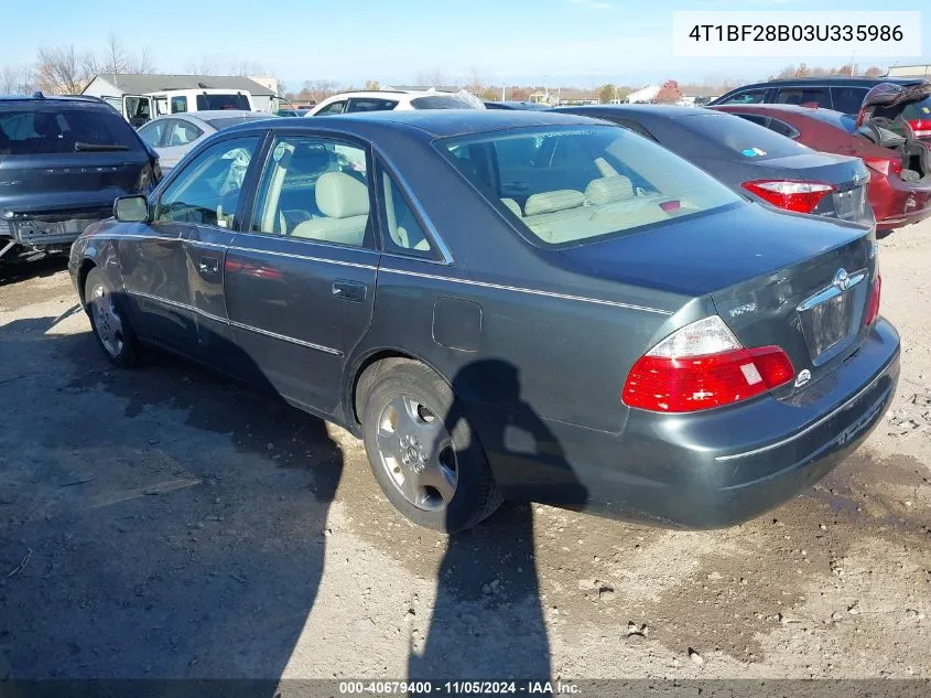 2003 Toyota Avalon Xls VIN: 4T1BF28B03U335986 Lot: 40679400