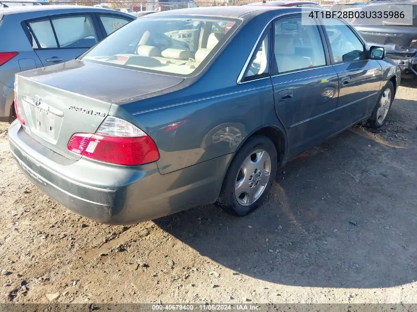 2003 Toyota Avalon Xls VIN: 4T1BF28B03U335986 Lot: 40679400