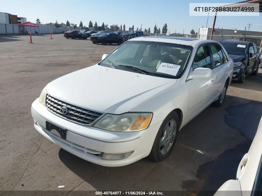 2003 Toyota Avalon Xls VIN: 4T1BF28B83U274998 Lot: 40764977