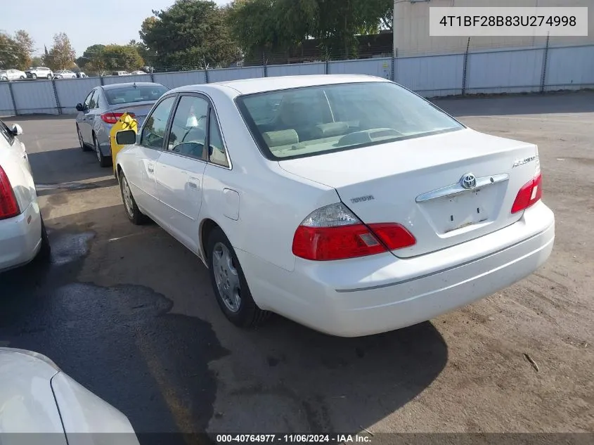 2003 Toyota Avalon Xls VIN: 4T1BF28B83U274998 Lot: 40764977