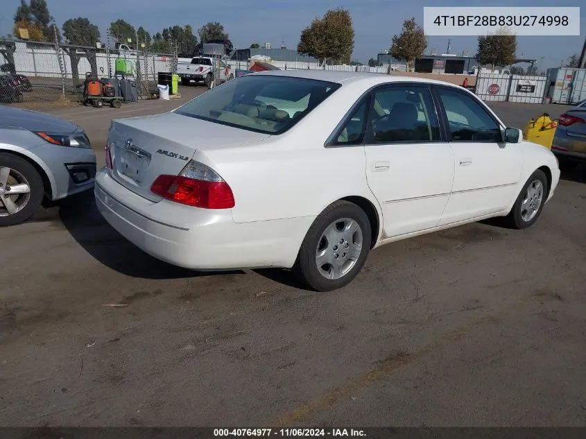 2003 Toyota Avalon Xls VIN: 4T1BF28B83U274998 Lot: 40764977