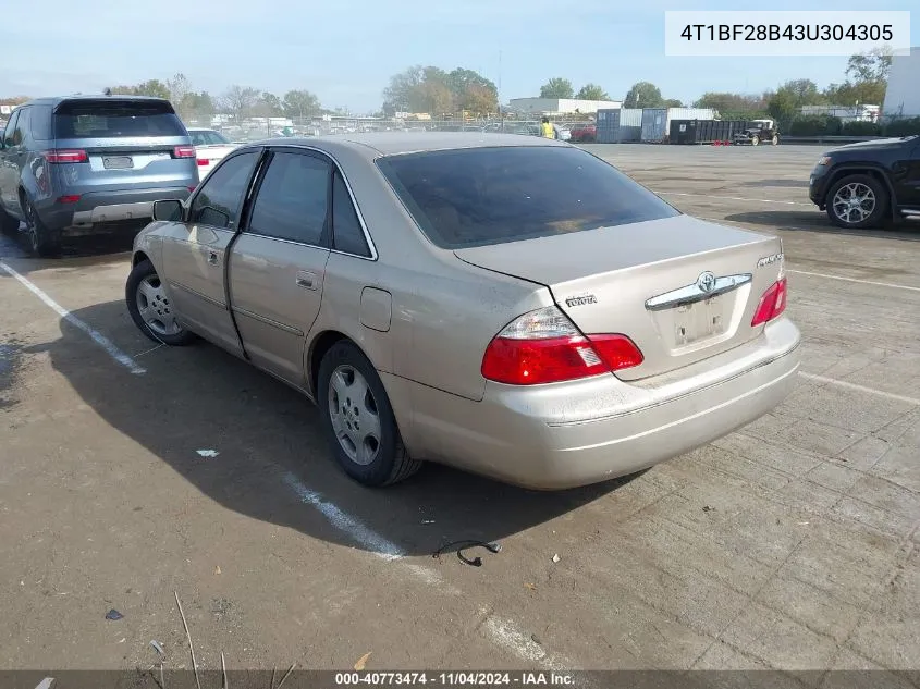 2003 Toyota Avalon Xls VIN: 4T1BF28B43U304305 Lot: 40773474