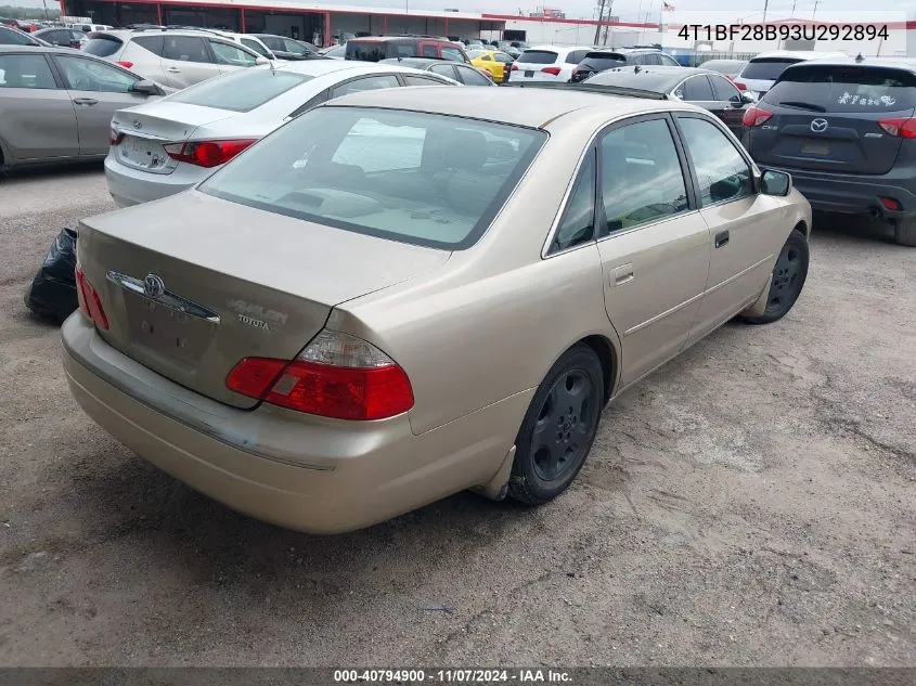 2003 Toyota Avalon Xls VIN: 4T1BF28B93U292894 Lot: 40794900