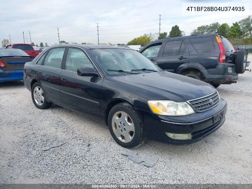 2004 Toyota Avalon Xls VIN: 4T1BF28B04U374935 Lot: 40365505